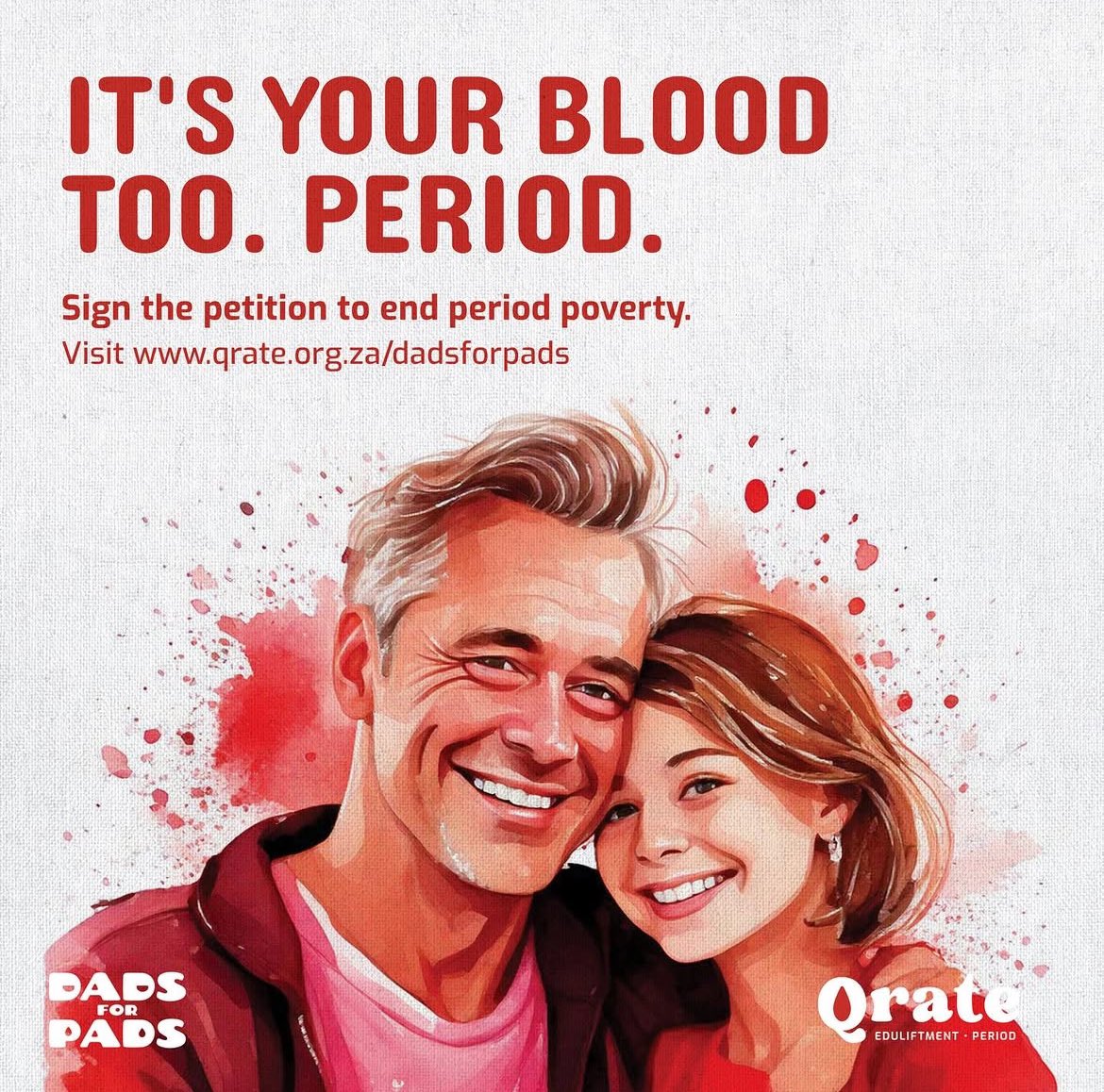 Being a dad means showing up, even for her period. 

Pads aren’t a luxury, they are a necessity. Join the #DadsforPads movement today. 🩸 

🔗: qrate.org.za/dadsforpads