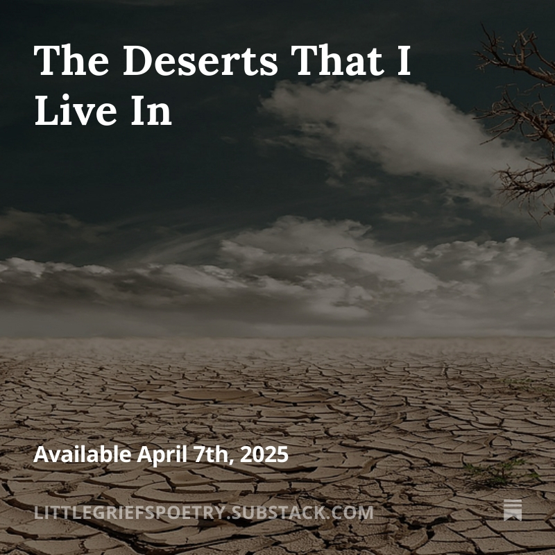 My new poem, 'The Deserts That I Live In' - coming soon to Substack. 

Please consider #subscribing for free or with a modest paid subscription to support my work🙏

#Poetry #Poem #Struggle #Life #Journey #Hope