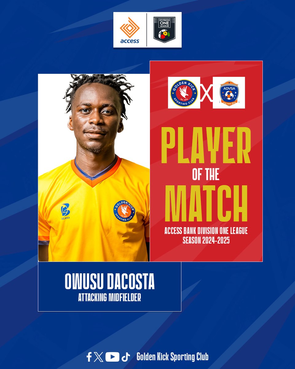 📷 PLAYER OF THE MATCH 📷
Owusu DaCosta stole the spotlight yesterday with a sensational equalizer against Attram De Visser! 📷

A performance full of passion, grit, and brilliance — well deserved, Player of the Match! 📷📷

#DaCostaDelivers #EqualizerKing #PlayerOfTheMatch