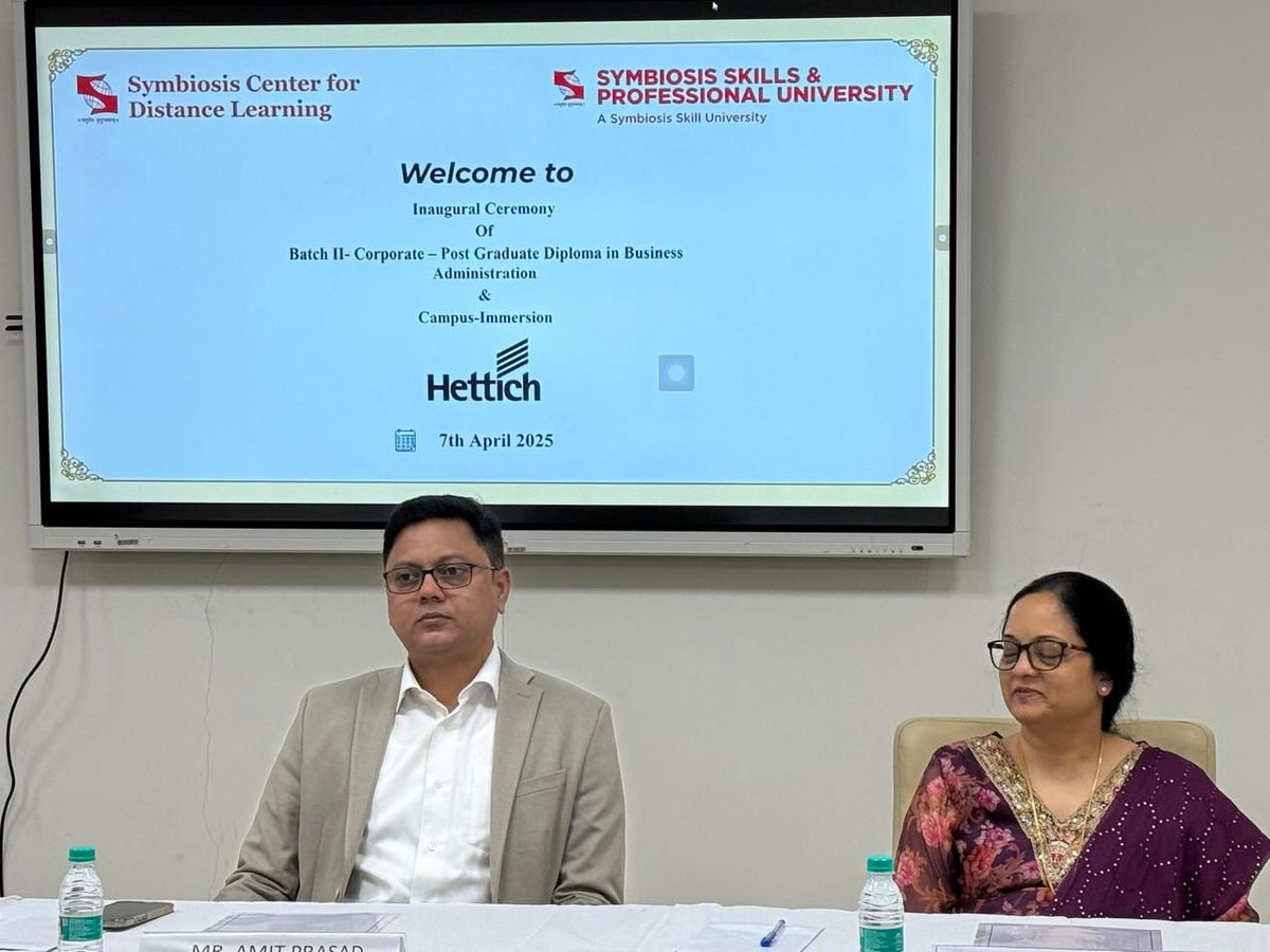 SCDLSymbiosis's tweet image. We are proud to inaugurate the second cohort of the Corporate-PGDBA program for Hettich India Pvt. Ltd. India, a dynamic initiative by Symbiosis Centre for Distance Learning (SCDL) in collaboration.
#CorporateLearning #PGDBA #ExecutiveEducation #HettichIndia #SCDL #SSPU