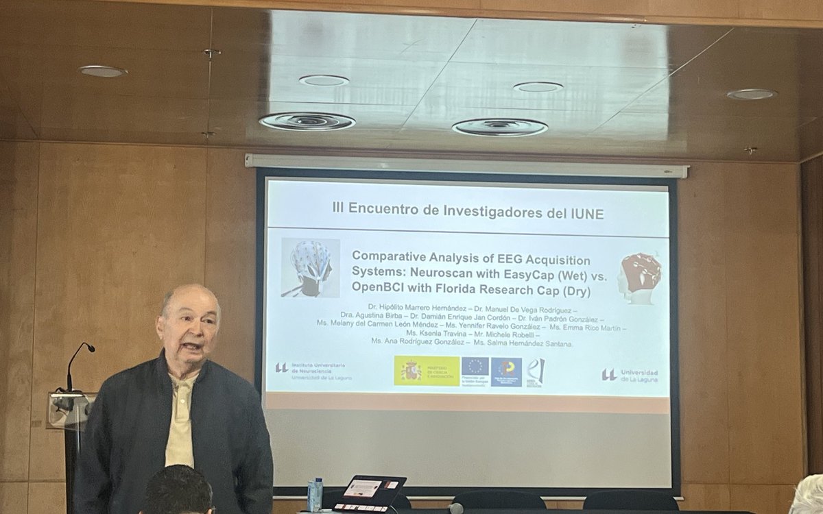 El exdirector del #IUNE, el Dr. Hipólito Marrero, da la última charla de la primera ronda de comunicaciones breves titulada “análisis comparativo de sistema de adquisición de EEG”. A continuación tendremos un descanso y la sesión de pósters. ¡No se la pierdan!