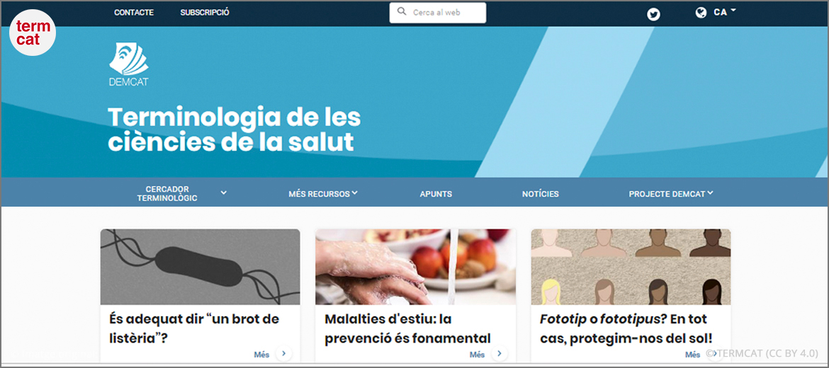 Dia Mundial de la Salut

Recordem que tenim el portal <a href="/noudemcat/">Projecte DEMCAT</a> 

Diccionaris, apunts, notícies i recursos per resoldre els vostres dubtes terminològics relacionats amb salut 👇

demcat.cat/ca