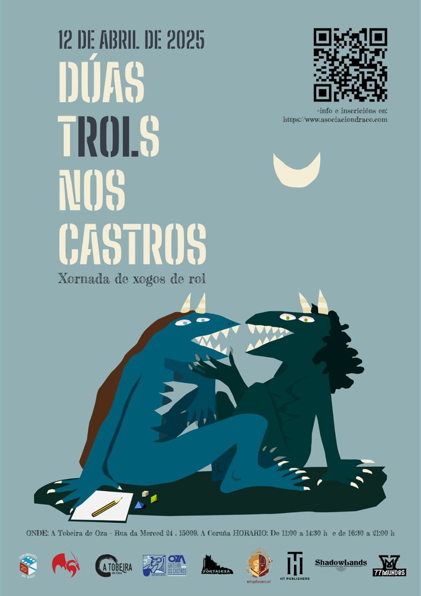 Este sábado 12 de abril permaneceremos cerrados debido a nuestra asistencia a las jornadas "Dúas trols nos Castros", organizadas por nuestros amigos de <a href="/dracoruna/">Asociación Draco</a> 🥰

Disculpad las molestias