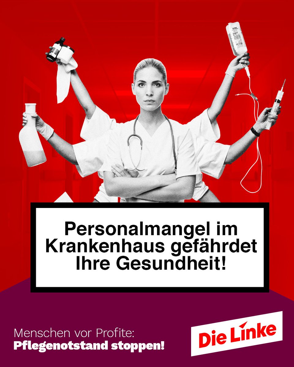 Zum #Weltgesundheitstag erinnern wir an die Pflegekräfte,die täglich unsere Gesundheit schützen – oft auf Kosten ihrer eigenen. Sie tragen die Last eines kaputten Systems, das Profite über Menschen stellt. Pflege darf kein Geschäftsmodell sein: Für ein Profitverbot in der Pflege!