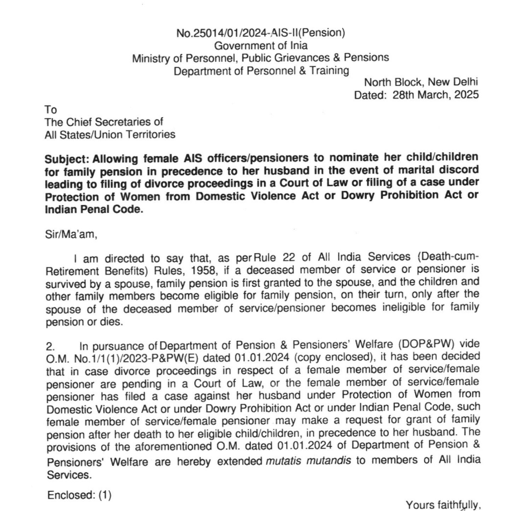 Will this Circular applicable to Male employees if they file for divorce under cruelty ? <a href="/NyayPrayaas/">NYAY PRAYAAS FOUNDATION</a>