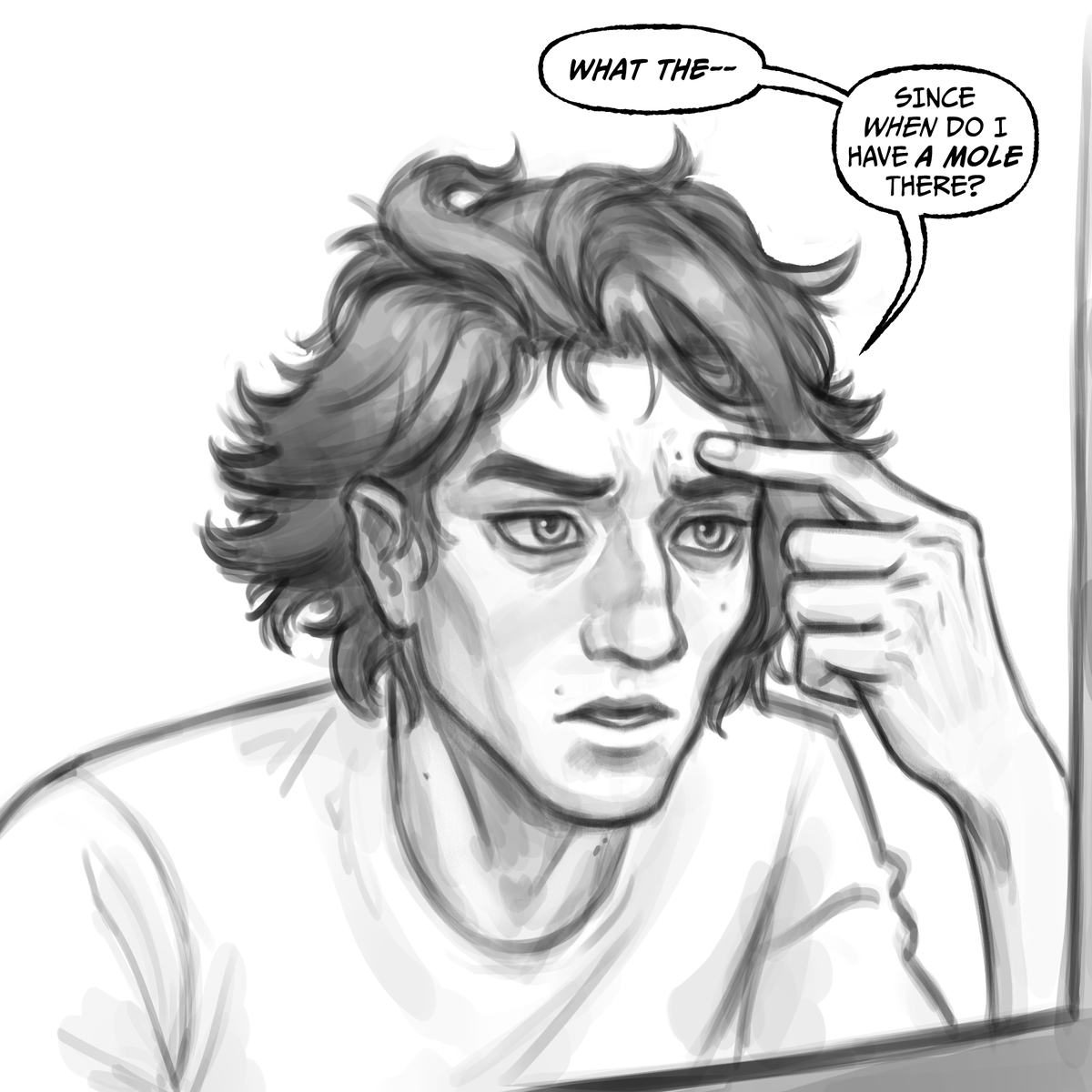 Viktor realizing he has a third mole above his eyebrow 