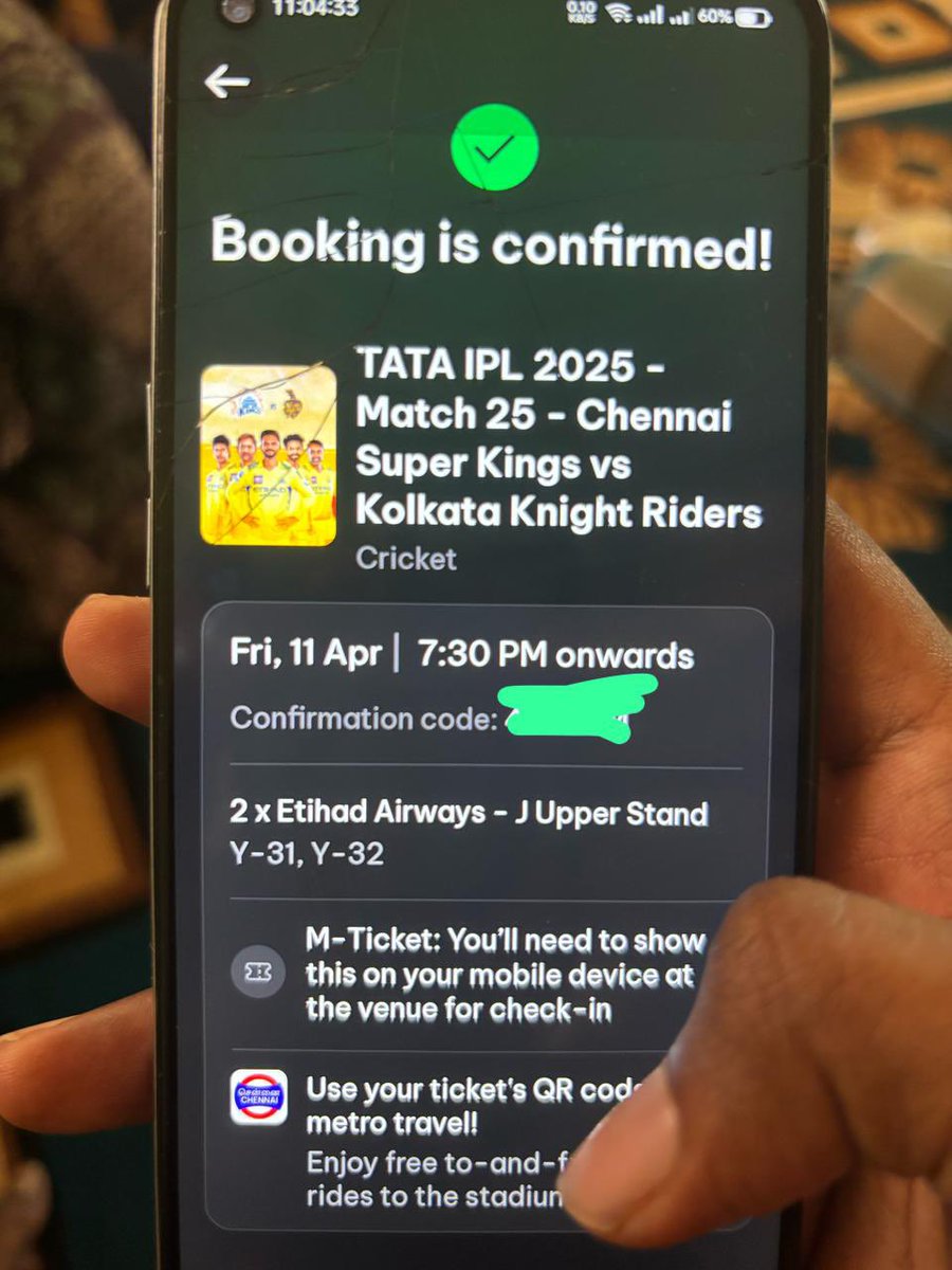 SSharvesh4's tweet photo. Tickets available for #CSKVSKKR at Chepauk, 11th Mar

🚨2 IN J UPPER LOWER🚨
Online TICKETS
COST OF TICKET 5k each 
Prices are negotiable
Call/Dm 8248387423

#csk #CSK #MSD #MSDhoni #CskTickets #IPL2025 #ipltickets #IPL #CSKvsKKR #kkrvscsk #yellow #csktickets https://t.co/UXuyqdwt5A