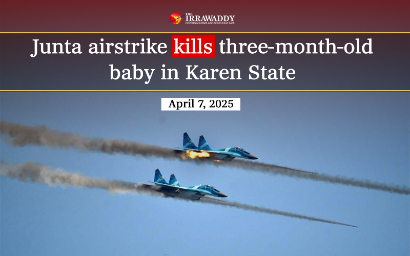 IrrawaddyNews's tweet photo. A junta airstrike on April 2 killed a 3-month-old baby and 10-year-old  child in Nae Ka village, Papun Township, Karen State, the Karen National  Union reported Monday. 

#WhatsHappeningInMyanmar https://t.co/7axN1XJofZ