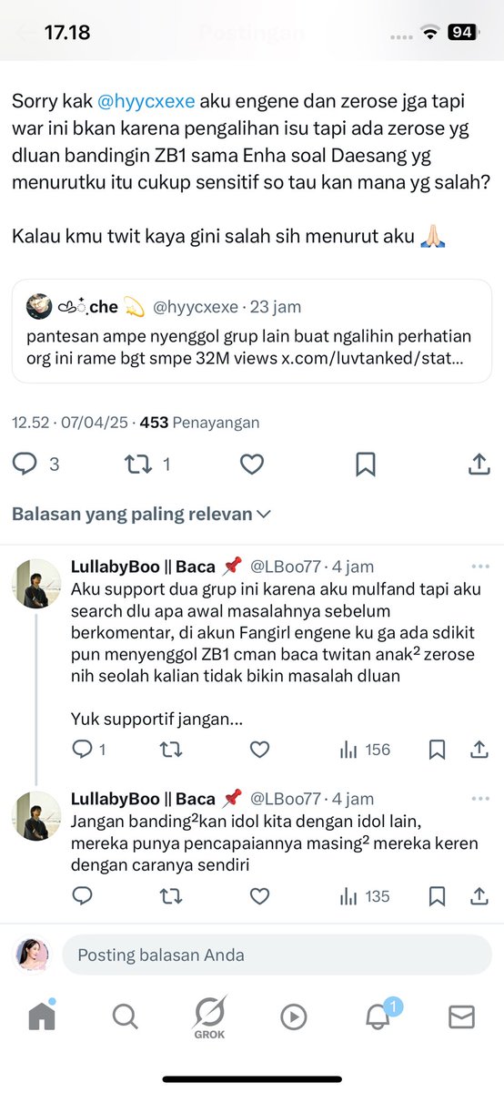 akun au lullabyboo ga usah berlindung dibalik “aku enjin &amp; jeros” ANJING MALAH PLAYVICT! FANDOM LU DULUAN YANG NYAMPAH DI KONTEN PAPERO ZB1. DISINI ZEROSE SIBUK NGEHYPE KONTEN ITU DAN GA NYENGGOL FAV ELU! ANJING GUE MARAH BGT!! kok jadi dia yg ngerasa korbannya. tolol.
