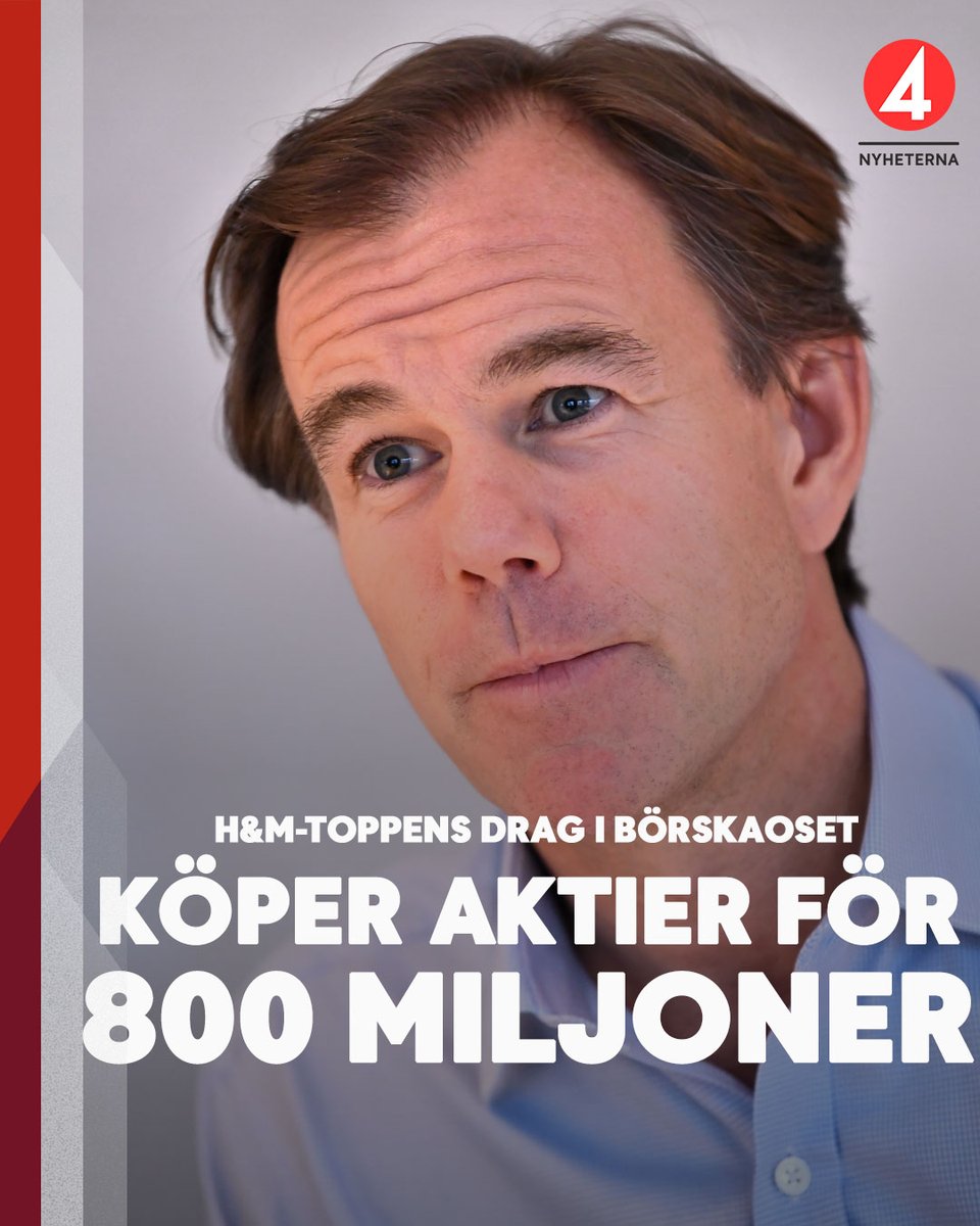 SVENSKE MILJARDÄRENS DRAG I BÖRSKAOSET

H&amp;M:s styrelseordförande Karl-Johan Persson har handlat aktier i klädjätten för nästan 800 miljoner kronor på två timmar, rapporterar Dagens industri.
tv4.se/artikel/18TjRt…