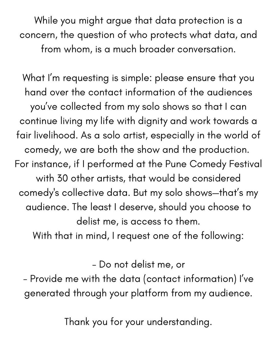 Kunal Kamra (@kunalkamra88) on Twitter photo Dear <a href="/bookmyshow/">BookMyShow</a> - I still don’t know if I have your platform or no.
Below is humble view -
To the audiences I’m not a fan of boycotts or down rating a private business…
Book my show is well within their right to do what’s best for their business | Dear <a href="/bookmyshow/">BookMyShow</a> - I still don’t know if I have your platform or no.
Below is humble view -
To the audiences I’m not a fan of boycotts or down rating a private business…
Book my show is well within their right to do what’s best for their business |
