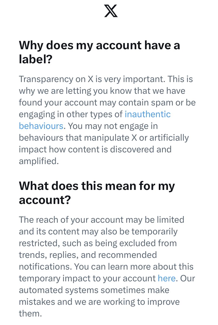 Apparently X thinks I may be ‘unauthentic’. I’m definitely a human. My body is still recovering from 17 hours of surgery in October and I don’t feel very human sometimes. But I am! Does X do this to all lefties, I wonder, lol!