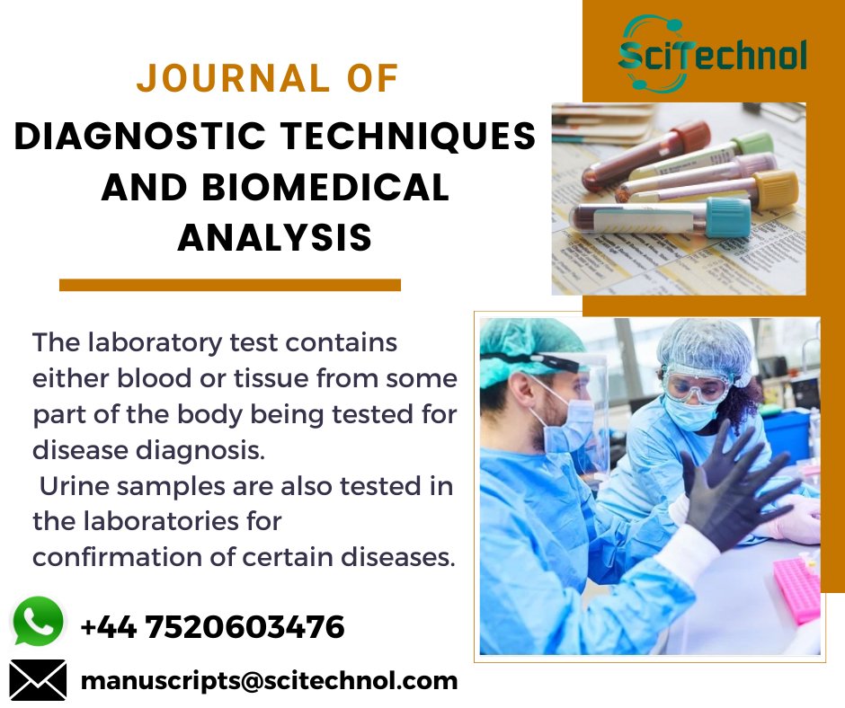 scitechnol3's tweet image. The Diagnostic Techniques and Biomedical Analysis call for papers aims to gather research on innovative biomedical analysis methods.
#diagnostictechniques #biomedicalanalysis #researchers #oriele