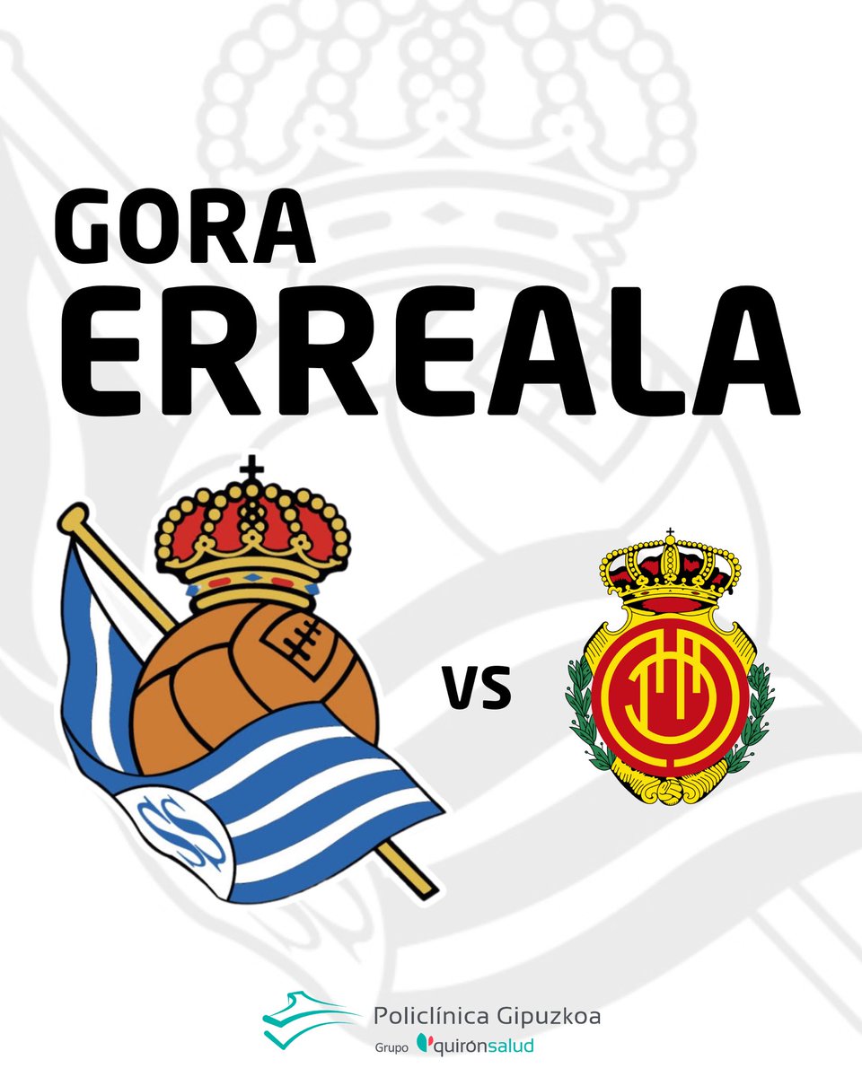PolicliGipuzkoa's tweet photo. En Policlínica Gipuzkoa te invitamos a venir al partido de la @RealSociedad contra el @RCD_Mallorca el próximo domingo 13 de abril.   

Requisitos: 
➡️ Seguirnos en nuestro perfil de X  
➡️ Dar Retweet a esta publicación  
➡️ Mencionar en esta publicación a 2 personas https://t.co/NKyDtUm9fA