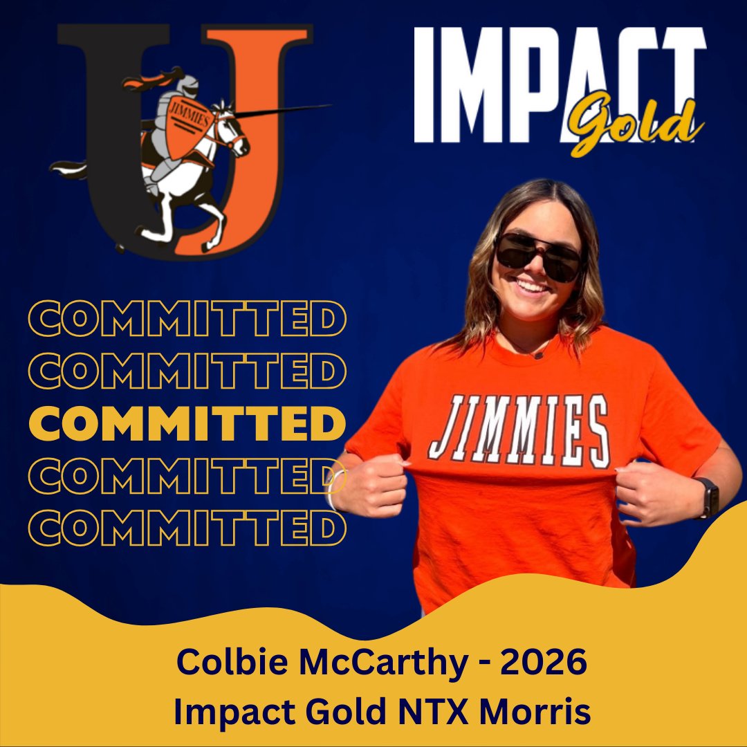 coachjrtorres's tweet image. Congrats to Colbie McCarthy 2026 on her committment to University of Jamestown (Jimmies). Colbie plays for our Impact Gold NTX Morris 16U