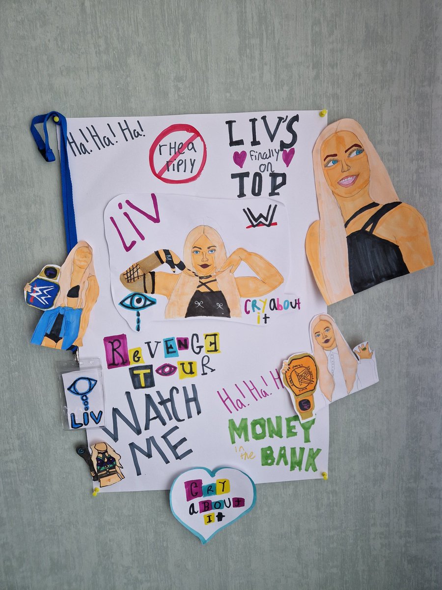 Meechan83's tweet photo. @YaOnlyLivvOnce 
My 11 year old girl is Liv crazy! Came home to this pinned above her bed 🤣 https://t.co/vI2ZejxRkI