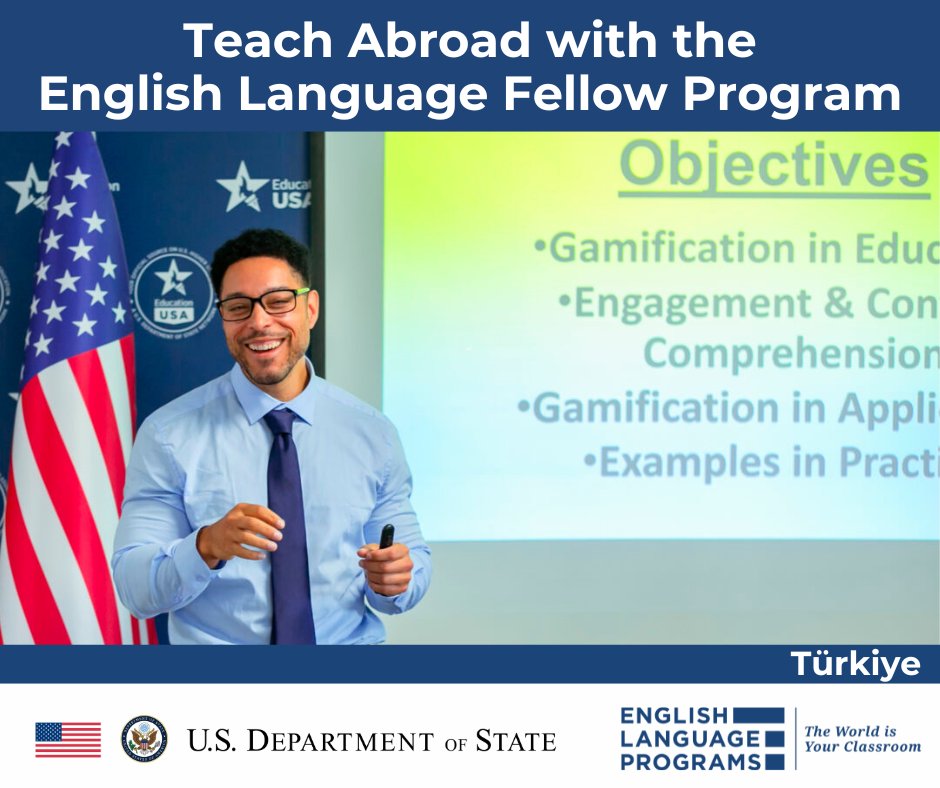 The 2025-2026 English Language Fellow Application is open!  Don't miss this opportunity— apply today!

elprograms.org/fellow-program/ 

#ExchangeOurWorld #ELFellow