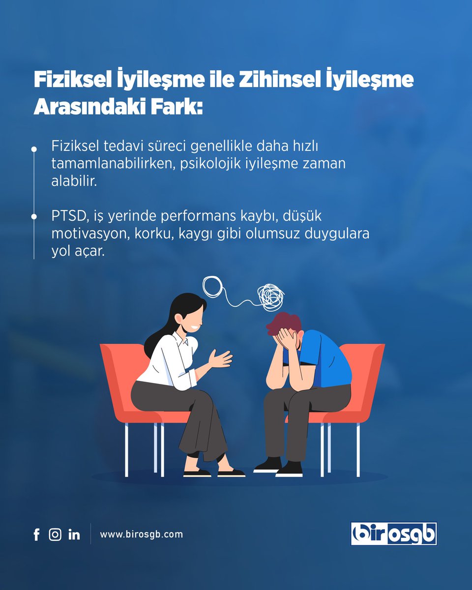 BirOSGB's tweet photo. PTSD bir güçsüzlük değil, yaşanan sarsıcı duruma yönelik verilen doğal bir tepkidir. Farkında olmak iyileşmenin ilk adımıdır.

#isg #PTSD #ruhsağlığı https://t.co/eRK9d02gAV