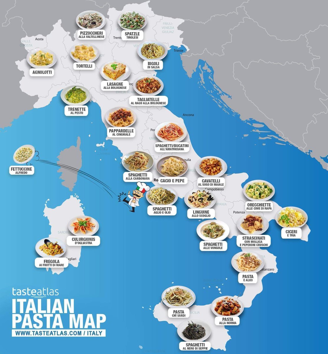 The 20 Coolest maps you've probably never seen before:

1. Italian Pasta Map