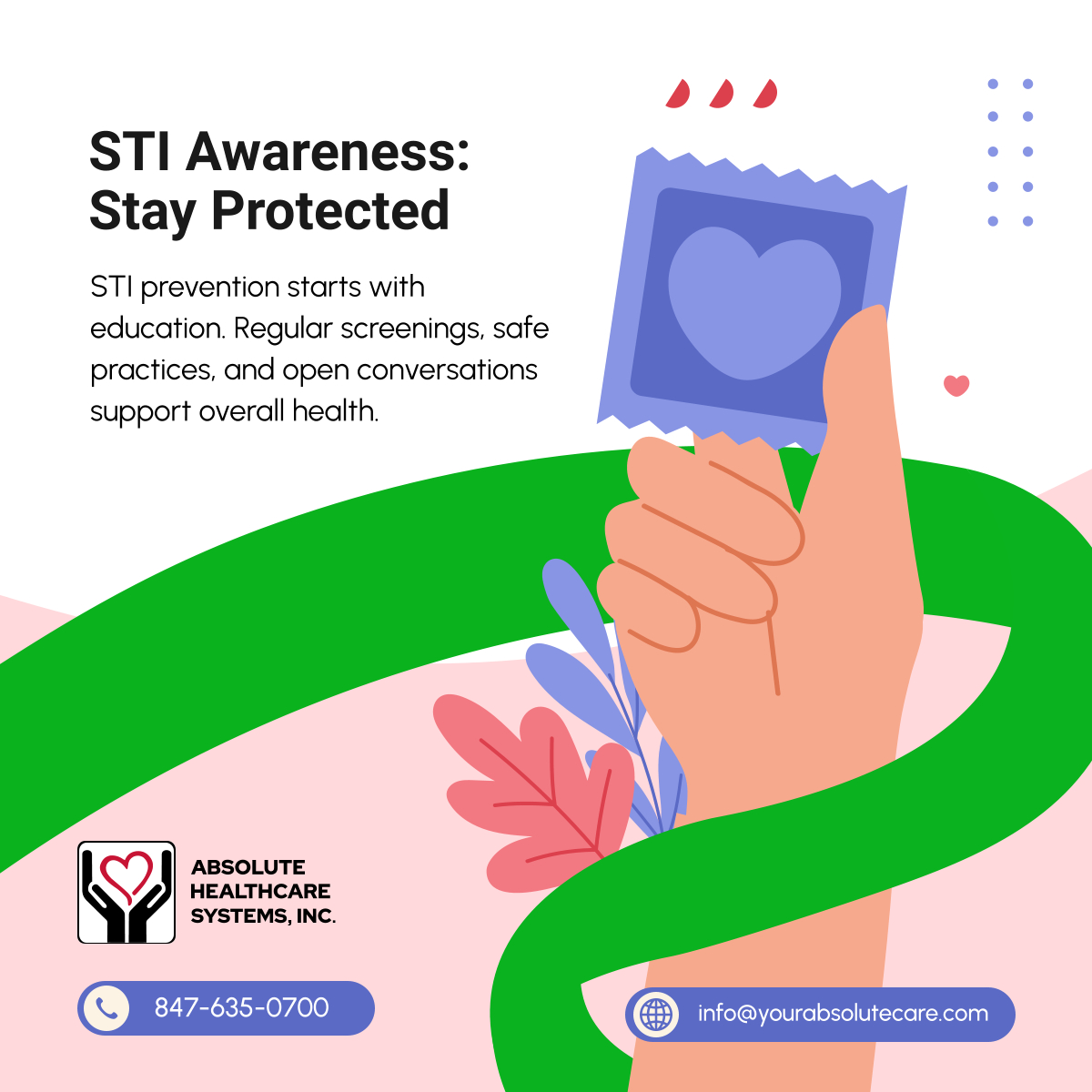 AbsoluteHCS's tweet photo. Awareness and prevention are key in the fight against STIs. Prioritizing screenings and safe choices can protect long-term health.

#STIAwareness #SafeHealth #PreventionMatters #PublicHealth #WellnessEducation https://t.co/gps7X1405B