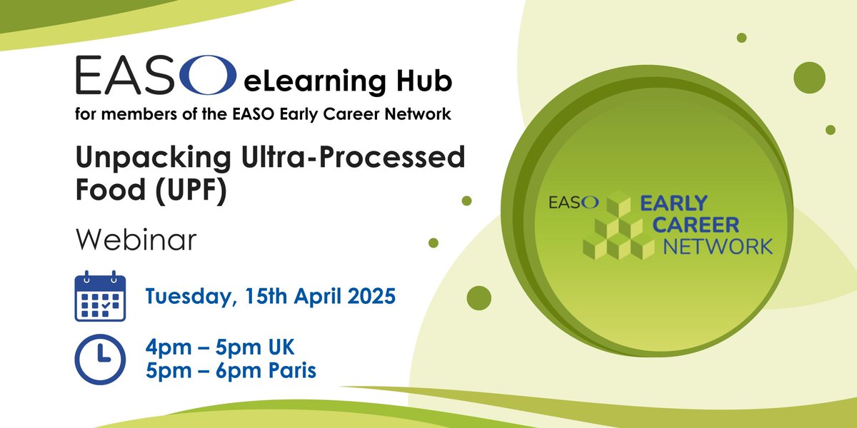 EASO (@easoobesity) on Twitter photo 📢 Unpacking Ultra-Processed Food (UPF)
Join Dr Zoé Colombet and <a href="/EmmaBoyland/">Prof. Emma Boyland</a> as they discuss marketing strategies used to promote UPFs and examine potential policy approaches to mitigate their consumption.
👉15th Apr - 4pm UK / 5pm Paris
easo.org/join-the-april… 📢 Unpacking Ultra-Processed Food (UPF)
Join Dr Zoé Colombet and <a href="/EmmaBoyland/">Prof. Emma Boyland</a> as they discuss marketing strategies used to promote UPFs and examine potential policy approaches to mitigate their consumption.
👉15th Apr - 4pm UK / 5pm Paris
easo.org/join-the-april…