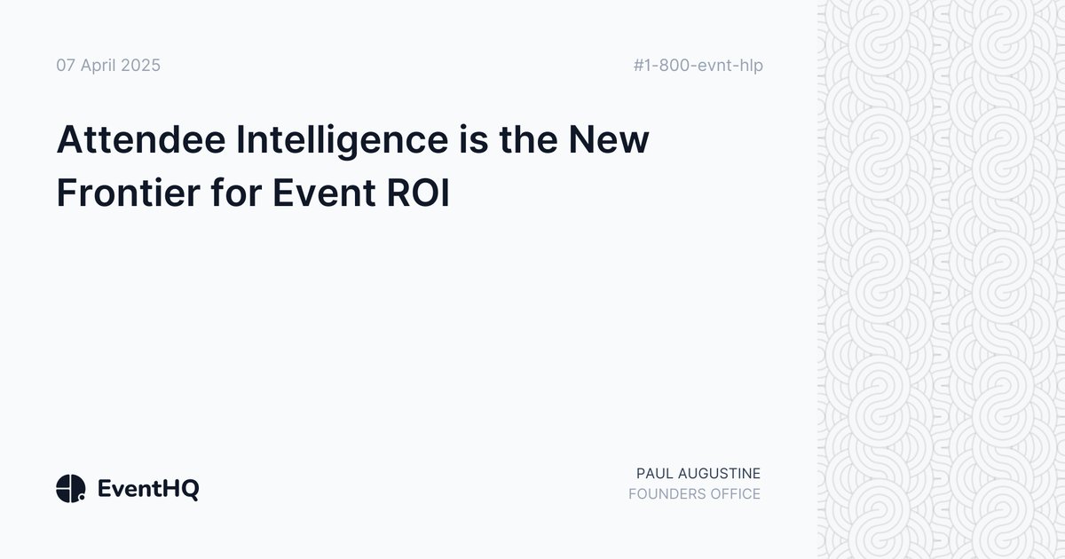 Planning events without knowing who’s attending? You’re not alone.
 Use attendee intelligence to track where decision makers are speaking, sponsoring, and showing up.
 Plan smarter with EventHQ.
 🔗eventhq.com/blog/attendee-…

 #EventProfs #B2BMarketing #EventIntelligence