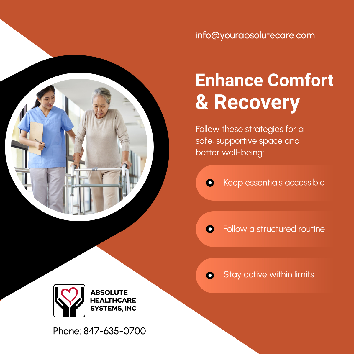 AbsoluteHCS's tweet photo. A well-organized home can make a big difference in recovery. Keeping essentials nearby, following a daily routine, and staying active can help maintain independence and well-being.

#HomeRecovery #HomeHealthCare #ParkRidgeIL #HealthSupport #CareAtHome https://t.co/xs1GeCZJhl