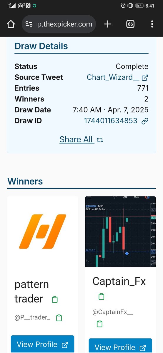 Chart_Wizard (@chart_wizard__) on Twitter photo Congratulations to the X picker winners 🎊
Draw ID: 1744011634853
<a href="/P__trader_/">Armytrader</a>
@CaptainFx__
Kindly open ticket on discord to claim your account. Congratulations to the X picker winners 🎊
Draw ID: 1744011634853
<a href="/P__trader_/">Armytrader</a>
@CaptainFx__
Kindly open ticket on discord to claim your account.