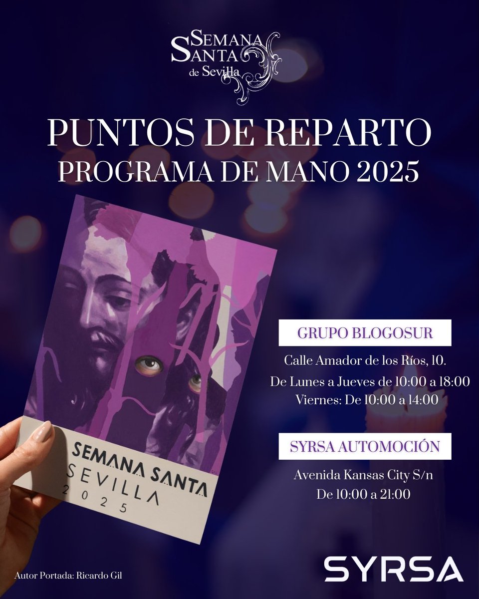 🟣 𝐏𝐮𝐧𝐭𝐨𝐬 𝐝𝐞 𝐑𝐞𝐩𝐚𝐫𝐭𝐨

¿No pudiste hacerte con nuestro programa de mano en el reparto del pasado domingo? En estos lugares que te mostramos puedes recogerlo. 👌

¡No te quedes sin él! 😀

#SSantaSevilla25 #TDSCofrade