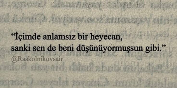 "İçimde anlamsız bir heyecan 
Sanki sen de beni düşünüyormuşsun gibi."