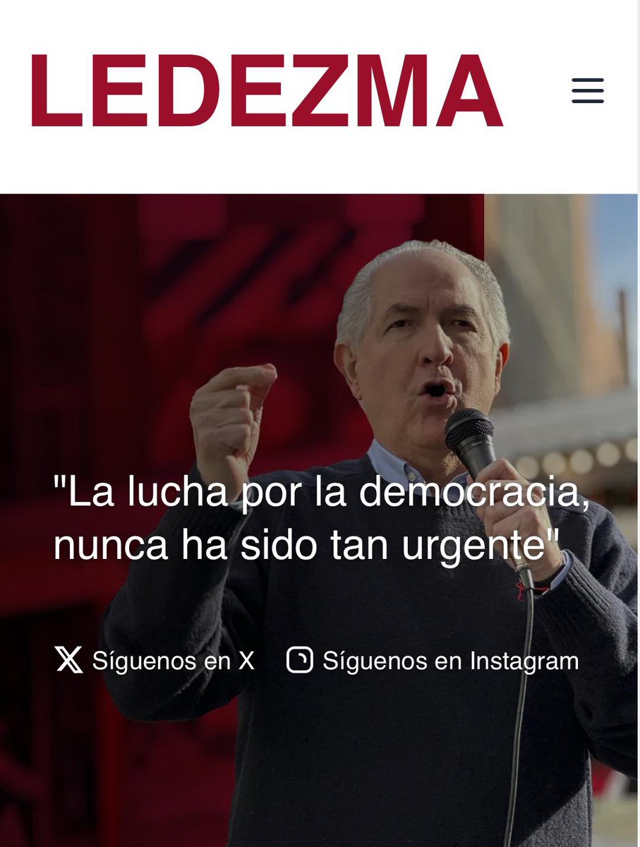 alcaldeledezma's tweet image. Sobre la nueva plataforma antonioledezma.net
Esta nueva plataforma reúne toda la información relacionada con mi trayectoria política, así como distintos canales para comunicarnos con la gente a través de redes sociales, correo electrónico y otros medios digitales.
Incluye…