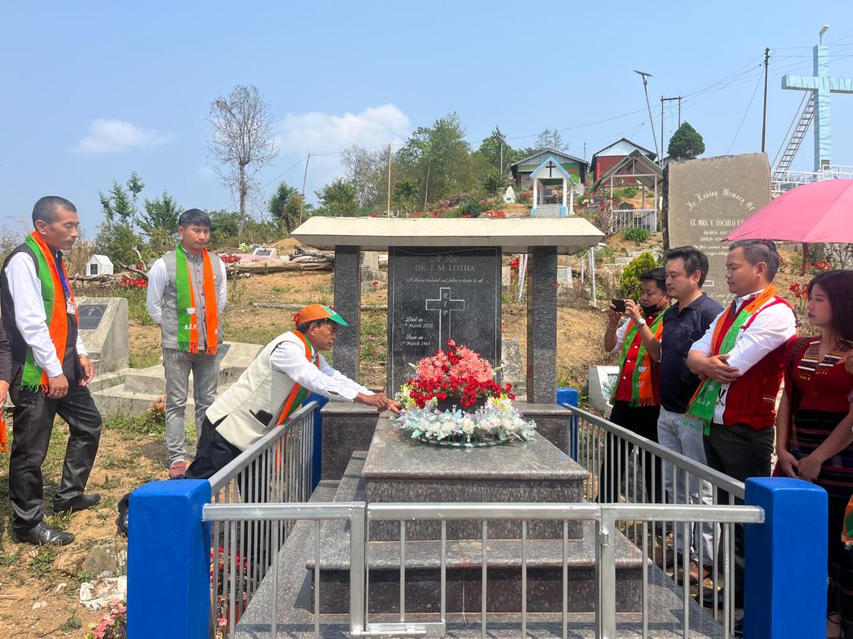 The BJP Wokha Unit celebrated the party 45th foundation day with the day began a homage and wreath -laying ceremony to honour Lt. Dr. T .M Lotha , the 1st elected legislature in NLA from Wokha District with party ticket.