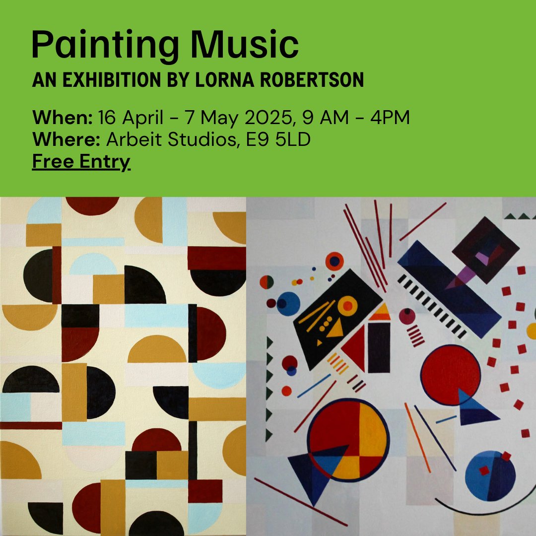 Come and explore Painting Music - a new exhibition by artist Lorna Robertson, where art and music come together on canvas 🎶 

Lorna’s work blends bold geometry, portraiture and abstraction, often created in response to sound. 

Swing by!