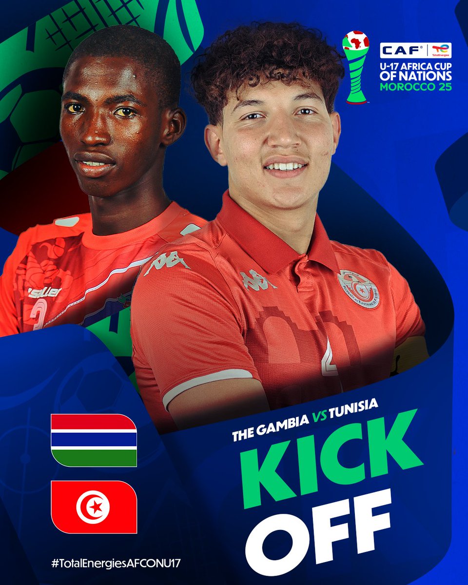 caf_online_FR's tweet photo. COUP DโENVOI! ๐ฌ๐ฒ๐น๐ณ
Le match est en cours. โถ๏ธ
#TotalEnergiesAFCONU17 | #GAMTUN https://t.co/SPDqVMmtLh