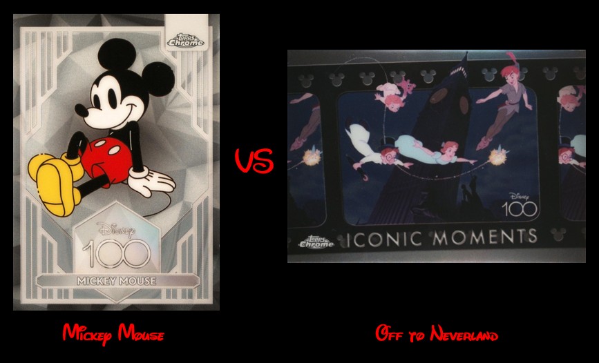 DisneyCardDaily's tweet photo. March Madness FINALS!!!  VOTE NOW!!!

We're down to 2 cards... the OG Mickey Mouse squaring off against the classic Peter Pan iconic moments scene.

Vote now and determine the card of cards from the 2023 Topps Chrome set.

#topps #marchmadness #disney https://t.co/JtDXk7TWBe