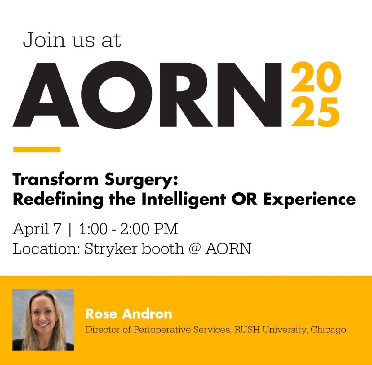 Stryker Endoscopy (@strykerendo) on Twitter photo Welcome to Boston, AORN 2025 attendees! Come to the Stryker booth #2208 today at 1:00 PM for a live discussion with Rose Andron, Director of PeriOperative Services, Rush Medical, on the power of integrated operating rooms! Welcome to Boston, AORN 2025 attendees! Come to the Stryker booth #2208 today at 1:00 PM for a live discussion with Rose Andron, Director of PeriOperative Services, Rush Medical, on the power of integrated operating rooms!