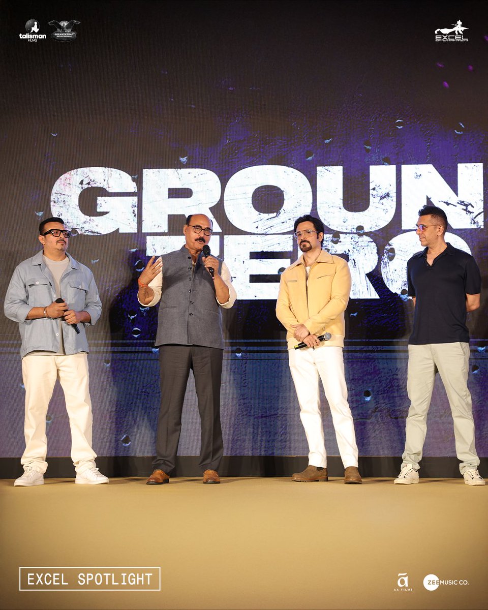 excelmovies's tweet photo. The Ground Zero team spotted at the trailer launch. #ExcelSpotlight 
Ground Zero trailer out now.

@emraanhashmi @SaieTamhankar @zyhssn @tejasdeoskar @ritesh_sid @FarOutAkhtar @sanchit421 @iampriyadarshee @J10kassim @vishalrr #SundeepSidhwani @Sheksabhi @Roynishikant @IamArhanBagati @TheSaranFiles @kamaljeetnegi #DreamzkrraftEntertainment @films_talisman #AAFilms @ZeeMusicCompany @BSF_India