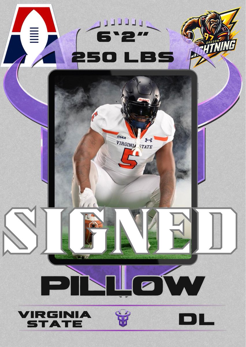 ninoprofootball's tweet photo. We are excited to celebrate the signing of @ninoprofootball athlete, @big_pill5 , and the @af1lightning of the @af1football ‼️
Let’s go, Lightning! ⚡️🏈
#NiñoProFootball #OregonLightning #Football #ArenaFootball #AF1 https://t.co/TMIBljWAZ6