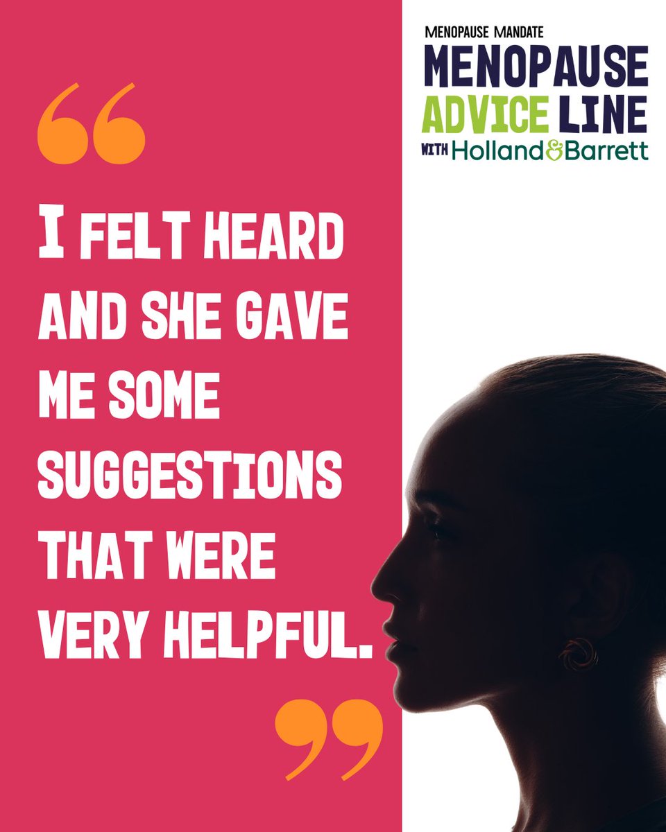 menomandate's tweet photo. This is why we’re here! No one should face #menopause alone. We're so glad our #adviceline could offer the support you need.
Need guidance? Book your appointment today!
Details in bio!
@holland_barrett
#MenopauseMandate #MenopauseRevolution
#Menopauseadviceline#testimonial https://t.co/jLgVTS5Cr3