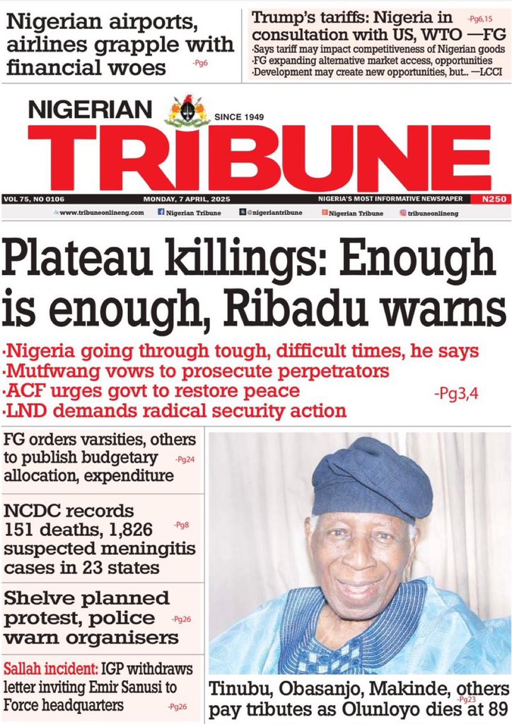 Aviation_Aeros's tweet photo. READ NOW:
Newspaper Headlines To Dive in. #readnow #NewsUpdate #stayupdated #Vanguard #punch #tribuneonlinenews #firstnews https://t.co/J5NZcnYjqO