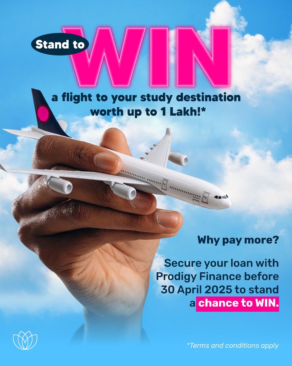 🎁Secure your Prodigy Finance student loan today for a chance to WIN a flight to your study destination– worth up to ₹1 Lakh, on us! ✈️🌏

 📅 Don’t wait. Apply now and get one step closer to takeoff! 🚀 bit.ly/4iVMKZn

#win #competition #flight #study #masters