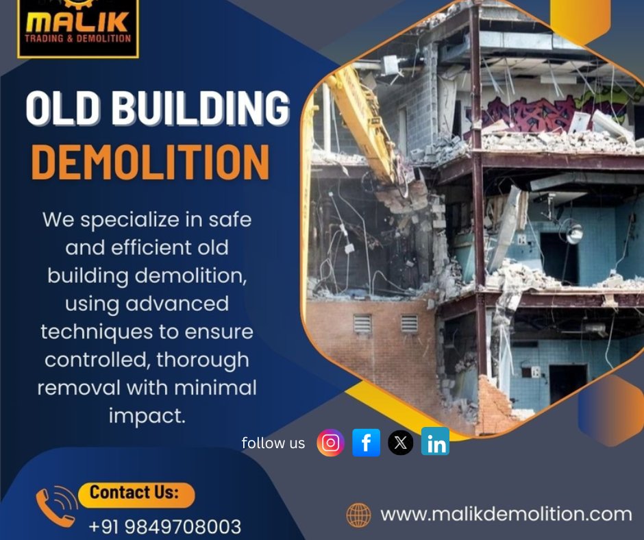 MalikDemoli96's tweet image. Old building demolition involves the careful and controlled process of dismantling or destroying outdated or unsafe structures.#BuildingDemolition
#OldBuildingDemolition
#StructuralDemolition
#DemolitionExperts
#ConstructionClearance
#BuildingDismantling