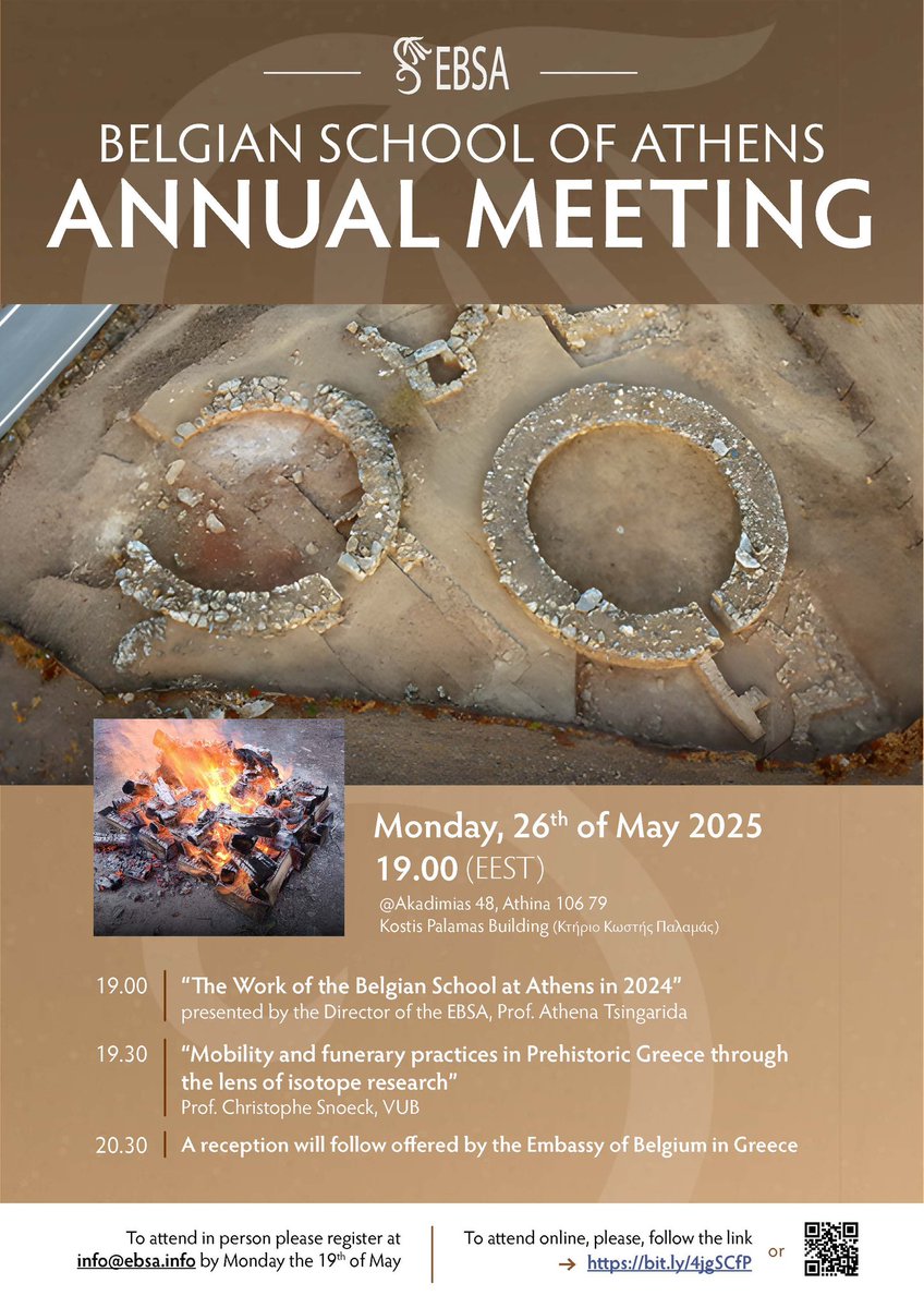 Ioannis (Yannis) Chatzikonstantinou (@ychatzikon) on Twitter photo The Annual Meeting of the Belgian School at Athens
<a href="/Christophe_Fire/">Christophe Snoeck</a> will talk about “Mobility and funerary practices in Prehistoric Greece through the lens of isotope research”.
The cover shows the Pre- and Proto-palatial tholos tomb cemetery of Koumasa, Crete. The Annual Meeting of the Belgian School at Athens
<a href="/Christophe_Fire/">Christophe Snoeck</a> will talk about “Mobility and funerary practices in Prehistoric Greece through the lens of isotope research”.
The cover shows the Pre- and Proto-palatial tholos tomb cemetery of Koumasa, Crete.