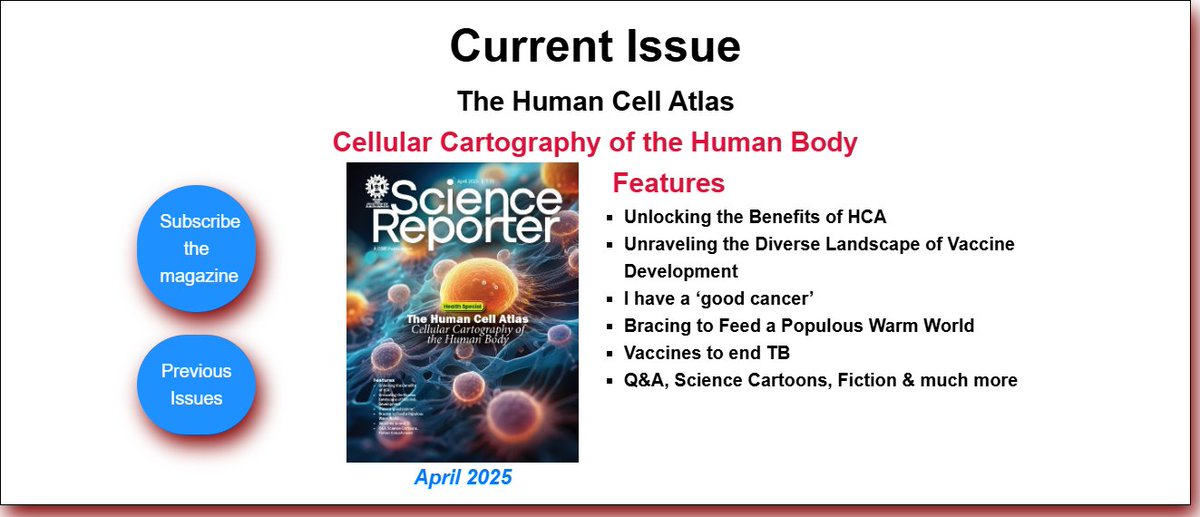 Science Reporter (@sciencereporte1) on Twitter photo Happy World Health Day! In celebration of this day, Science Reporter brought out its April issue focused on health, featuring various articles on different aspects of well-being. <a href="/CSIR_IND/">CSIR, India</a> <a href="/CSIR_NIScPR/">CSIR-NIScPR</a>
👇
nopr.niscpr.res.in/handle/1234567…
sciencereporter.niscpr.res.in Happy World Health Day! In celebration of this day, Science Reporter brought out its April issue focused on health, featuring various articles on different aspects of well-being. <a href="/CSIR_IND/">CSIR, India</a> <a href="/CSIR_NIScPR/">CSIR-NIScPR</a>
👇
nopr.niscpr.res.in/handle/1234567…
sciencereporter.niscpr.res.in