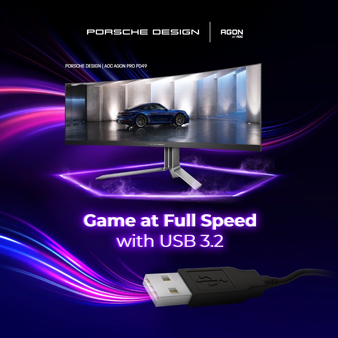 From fluid performance to reduced latency, the AGON PRO PD49 turbocharges your gameplay (or work) thanks to its USB 3.2 port.

Enjoy blistering data speeds, effortless peripheral connectivity, and   streamlined workflow management on this professional setup. 

#AGONbyAOC #AGONPRO