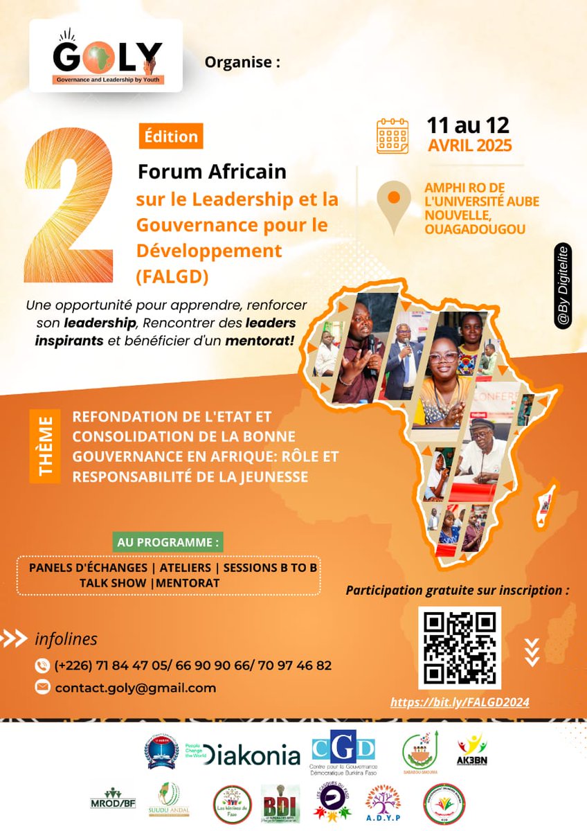 GolyBF's tweet photo. [ Nous y sommes ... C'est la semaine du FALGD 2025 ] 

Un rendez-vous unique autour du leadership, de la gouvernance et du développement.
Des panels, des ateliers, des échanges d’exception vous attendent…

Restez connectés, ça commence très bientôt !

#GOLY #FALGD2025 https://t.co/2iws1votYt
