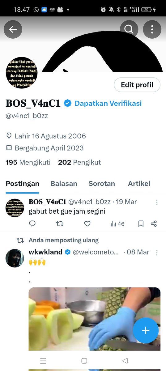 Silahkan follow akun alter gua ya. 
<a href="/v4nc1_b0zz/">𝐁𝐎𝐒_𝐕𝟒𝐧𝐂𝟏</a>.
Makasih