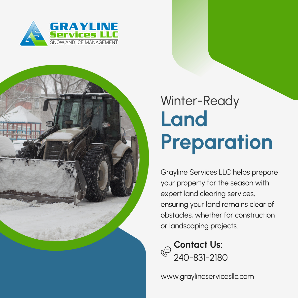 Graylinesvcs's tweet image. Get your property ready for winter with our professional land clearing services. We ensure a smooth, safe foundation for all your upcoming projects. Contact us today! 

#CollegeParkMD #LandClearingService #SnowRemoval