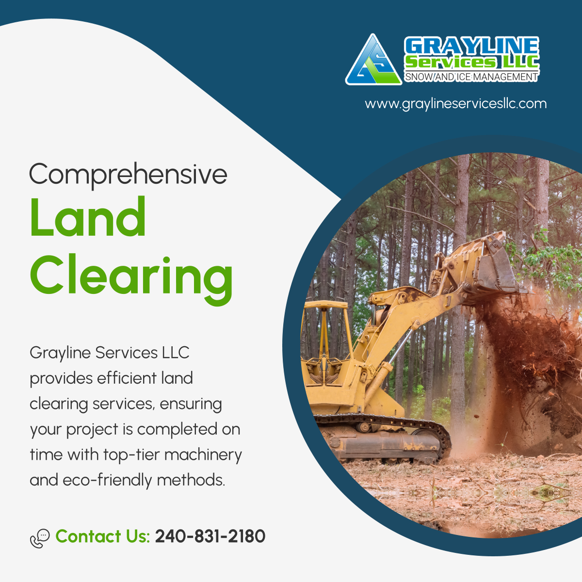 Graylinesvcs's tweet image. Our land clearing service ensures your project stays on track with the latest equipment and a focus on eco-friendly methods. Contact us for expert service! 

#CollegeParkMD #LandClearingService #LandClearing
