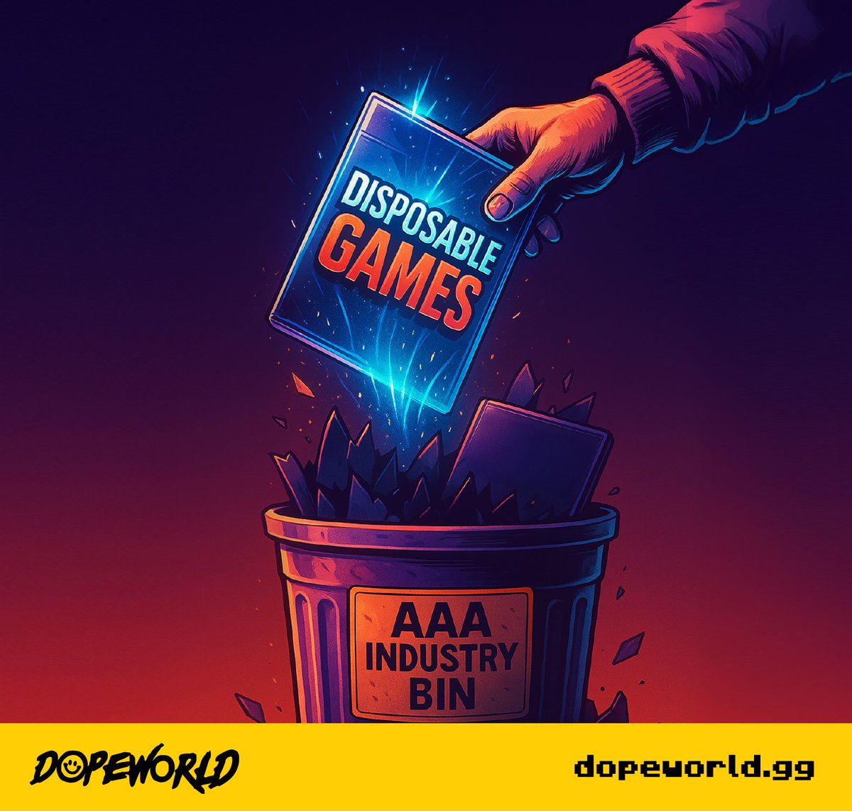 Dopewarsx's tweet photo. You pay $90+ on a game you’ll never truly own. Sink hours into it. Then a suit decides it’s not profitable & pulls the plug.
Can we really afford disposable experiences? NOT IN THIS ECONOMY!
This doesn’t happen w/ fully onchain games. The experience lives forever. https://t.co/1WX1LggRF9